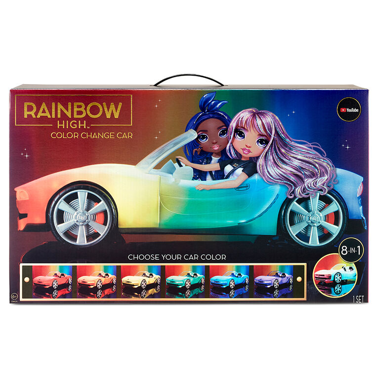 Rainbow High Color Change Car - Convertible Vehicle, 8-in-1 Light-Up, Multicolor Changing Car