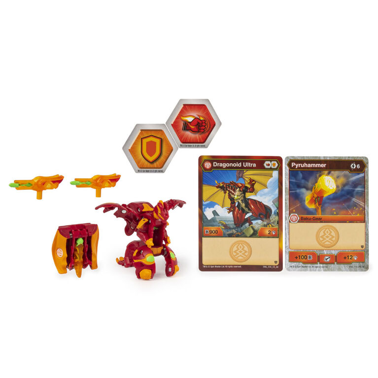 Bakugan Ultra, Dragonoid avec équipement Baku-Gear transformable, Figurine Armored Alliance articulée de 7,5 cm à collectionner