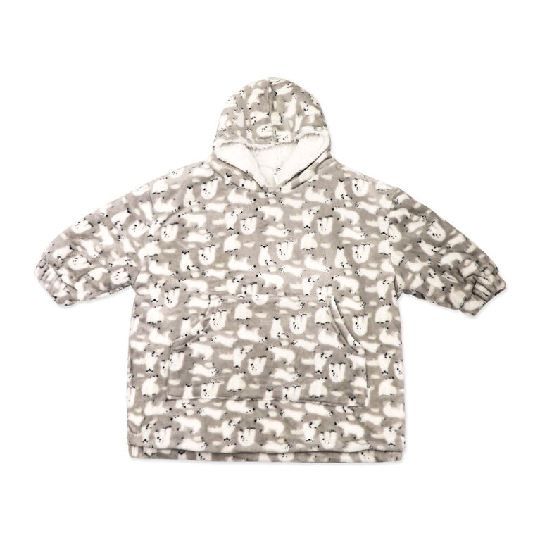 Jesse & Lulu Lounge Oversized Hooded Blanket: Grey Polar Bear L/XL Jesse & Lulu Lounge Oversized Hooded Blanket: Grey Polar Bear L/XL