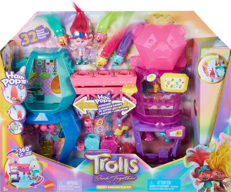 DreamWorks Trolls Band Together Mount Rageous Playset with Queen Poppy  Small Doll and 25+ Accessories