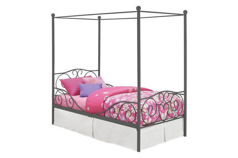 DHP - Canopy Twin Metal Bed, Silver