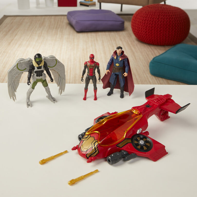 Marvel Spider-Man Jet araignée avec 3 figurines articulées