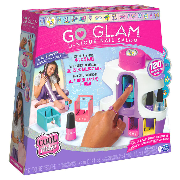 Cool Maker, GO GLAM U-nique Nail Salon with Portable Stamper, 5 Design Pods and Dryer, Nail Kit Kids Toys