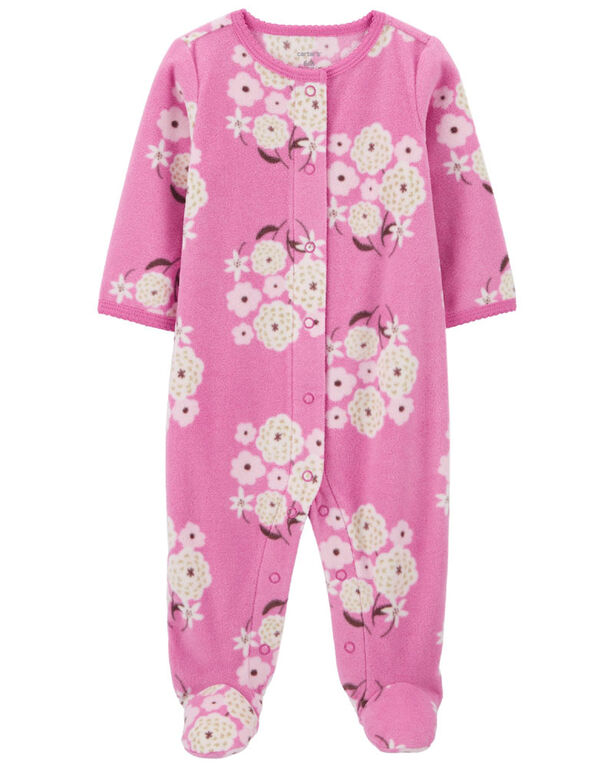 Carter's Floral Snap Up Fleece Sleep and Play Pajamas Pink  3M