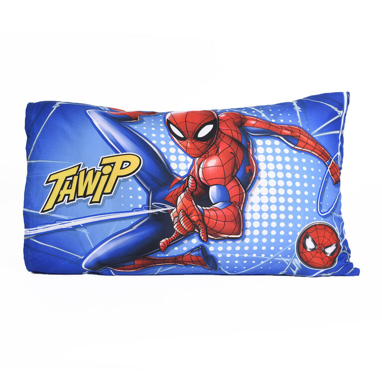 Marvel Spiderman 3 Piece Toddler Bedding Set with Reversible Comforter, Fitted Sheet and Pillowcase by Nemcor