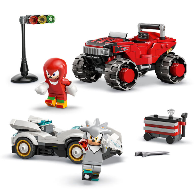 LEGO Sonic the Hedgehog La Voiture de Silver Contre le Camion Monstre de Knuckles, Jouet de Construction pour les Enfants de 8 Ans et Plus 77118