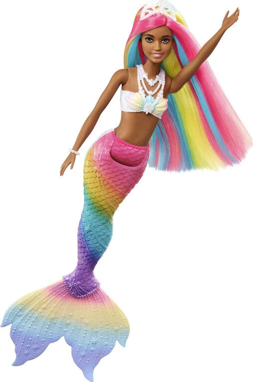 ​Barbie Dreamtopia Rainbow Magic Mermaid Doll with Rainbow Hair and Water-Activated Color Change Feature