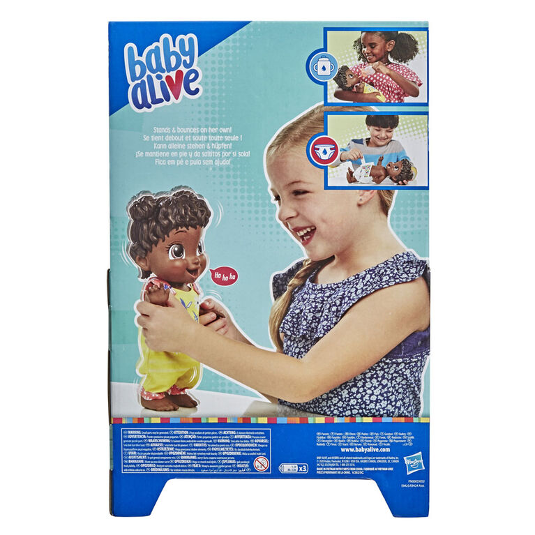 Baby Alive Baby Gotta Bounce Doll, Kangaroo Outfit, Bounces with 25+ SFX and Giggles, Drinks and Wets