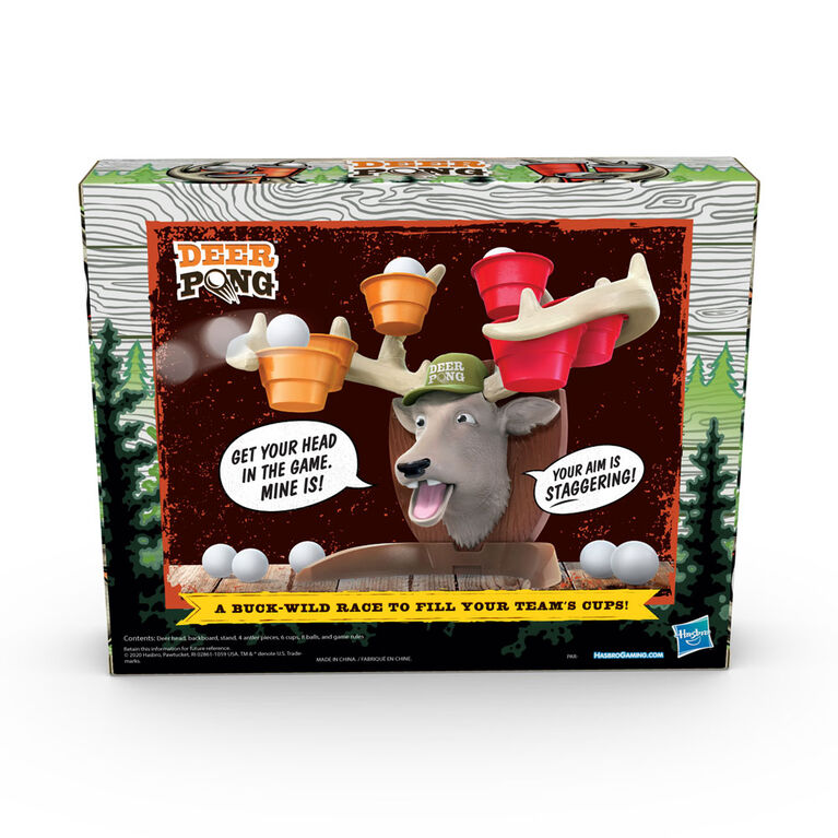 Deer Pong Game, Features Talking Deer Head and Music, Includes 6 Party Cups And 6 Balls - English Edition