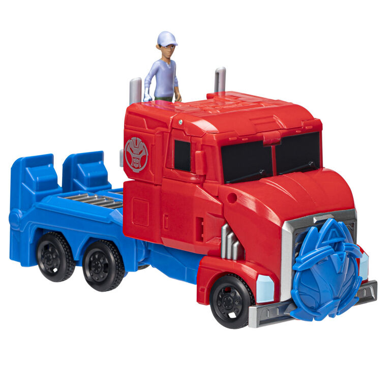 Transformers Toys EarthSpark Spin Changer Optimus Prime 8-Inch Action Figure with Robby Malto 2-Inch Figure