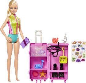 Barbie Coffret Barbie Plongeuse, poupée et plus de 10accessoires