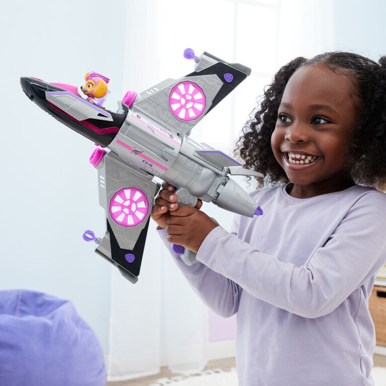 PAW Patrol: The Mighty Movie, Transforming Rescue Jet with Skye Mighty Pups Action Figure, Lights and Sounds