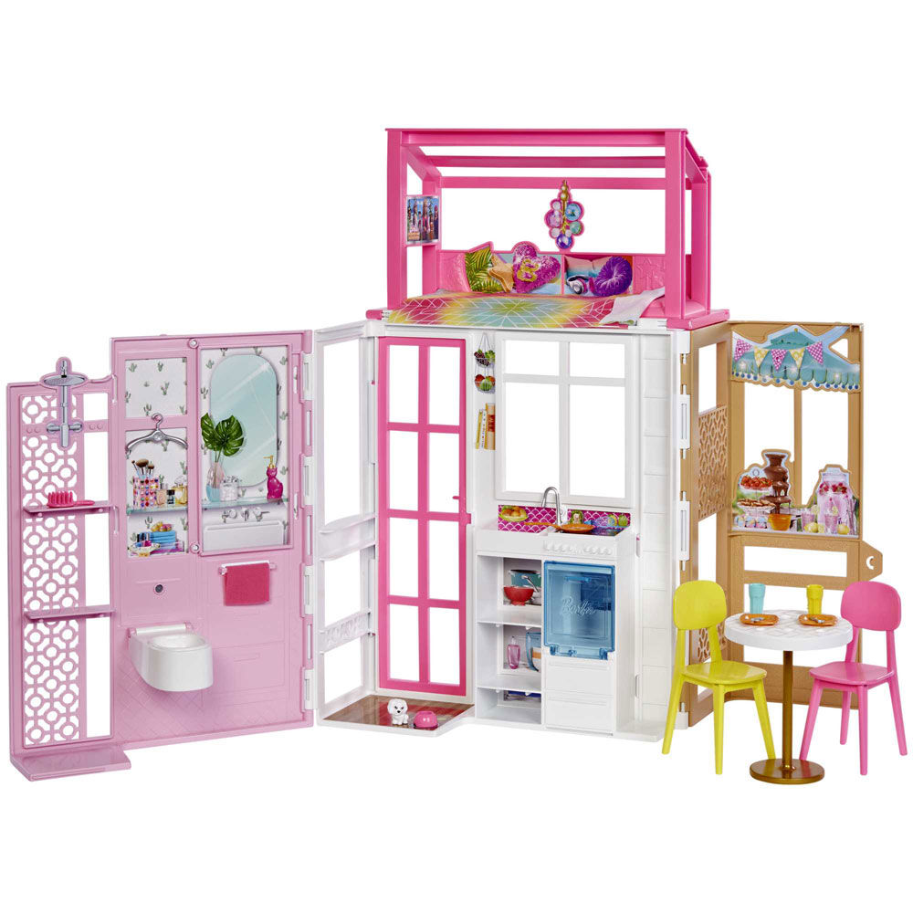Barbie Dollhouse with 2 Levels 4 Play Areas Fully Furnished
