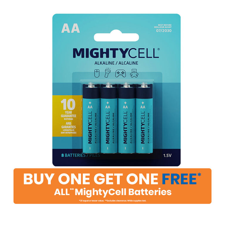 MightyCell 8 Pack AA Alkaline Batteries