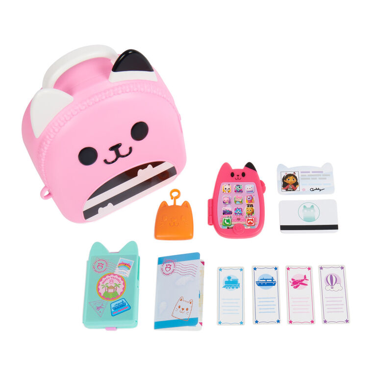 Gabby's Dollhouse, Gabby Girl On-The-Go Travel Set, Pretend Play Travel Toys, Toy Passport, Toy Phone and Compass Charm