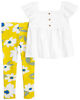 Ensemble 2 pièces Carter's haut à œillets et legging à fleurs, Jaune – 9M