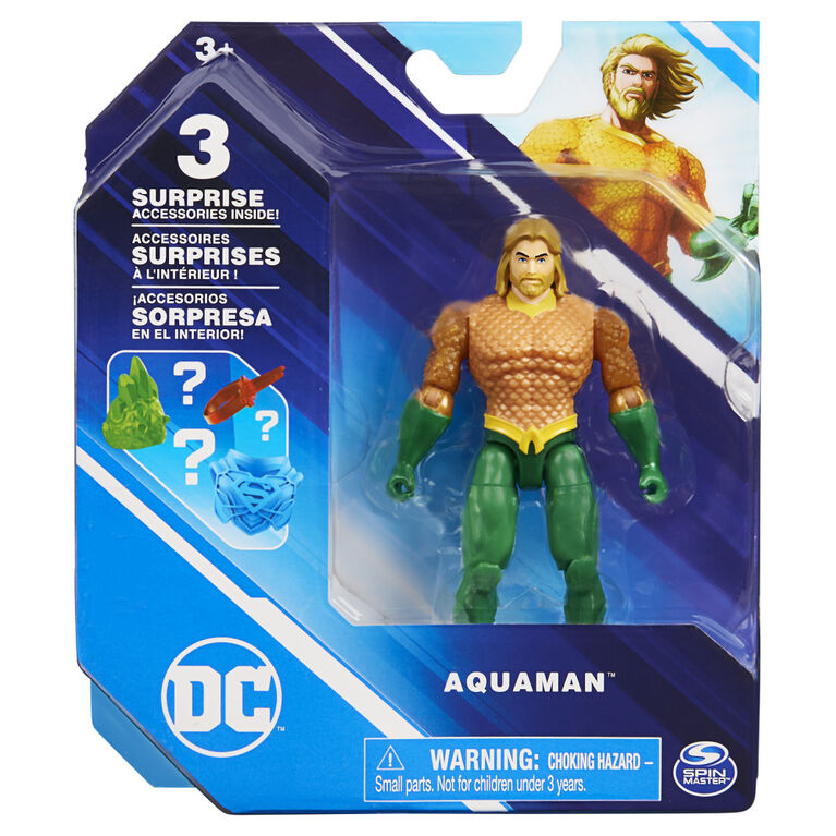 DC Comics, 4-Inch Aquaman Action Figure with 3 Mystery Accessories