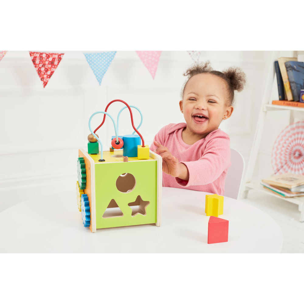 Elc mini wooden activity outlet cube