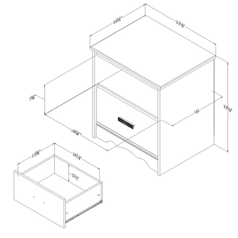 Tiara 1-Drawer Nightstand Pure White