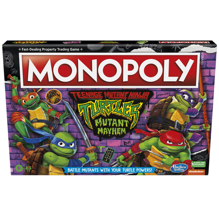 Monopoly Teenage Mutant Ninja Turtles: Mutant Mayhem Edition Board Game for Kids, Kids Board Games for 2-4 Players