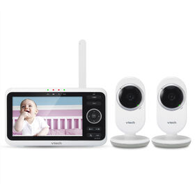 VTech VM350-2 5 inch Digital Video Baby Monitor with 2 Cameras and Automatic Night Vision - White