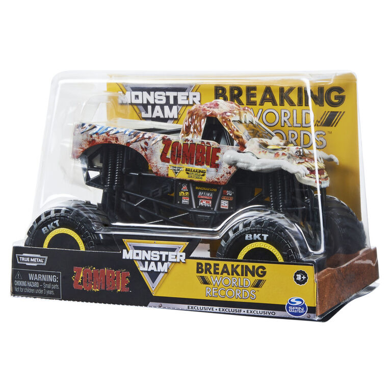 Monster Jam, Official Zombie Breaking World Records Die-Cast Monster Truck, 1:24 Scale