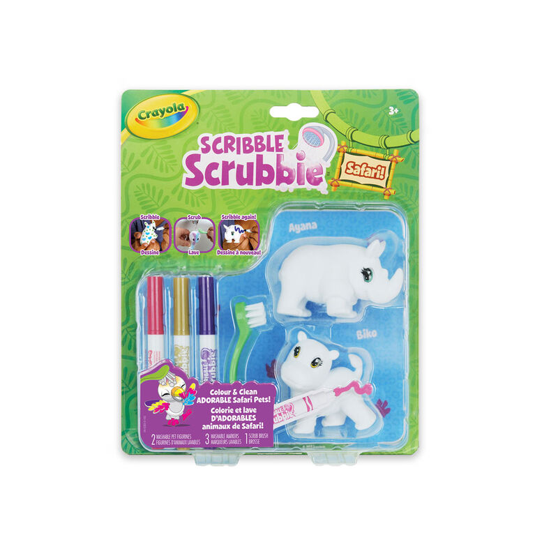 Crayola Scribble Scrubbie Safari Animals 2-Pack Rhino & Hippo