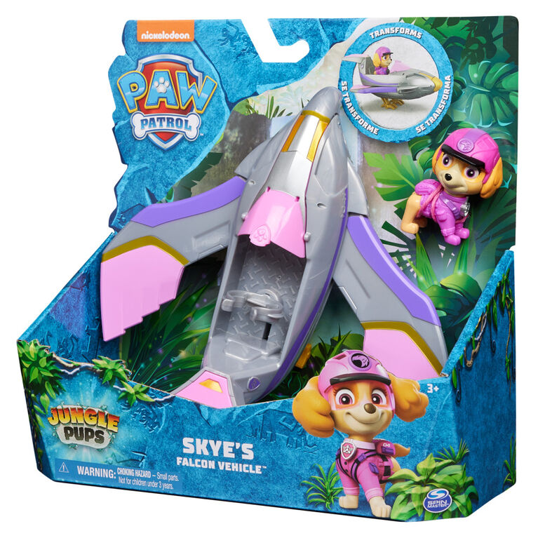PAW Patrol Jungle Pups, Skye Falcon Vehicle, Toy Jet with Collectible Action Figure