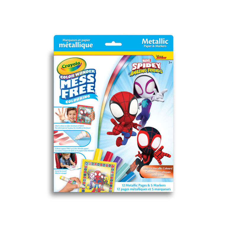 Crayola Color Wonder Mess-Free Metallic Paper & Markers Kit, Spidey & Friends