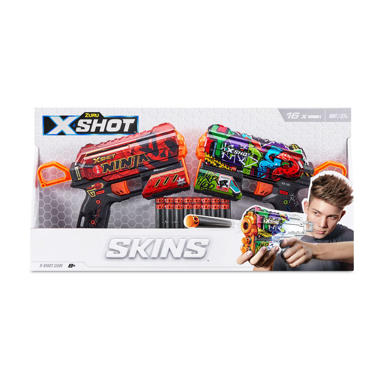 Zuru X-Shot Skins Flux Dart Blaster avec 16 fléchettes (lot de 2)