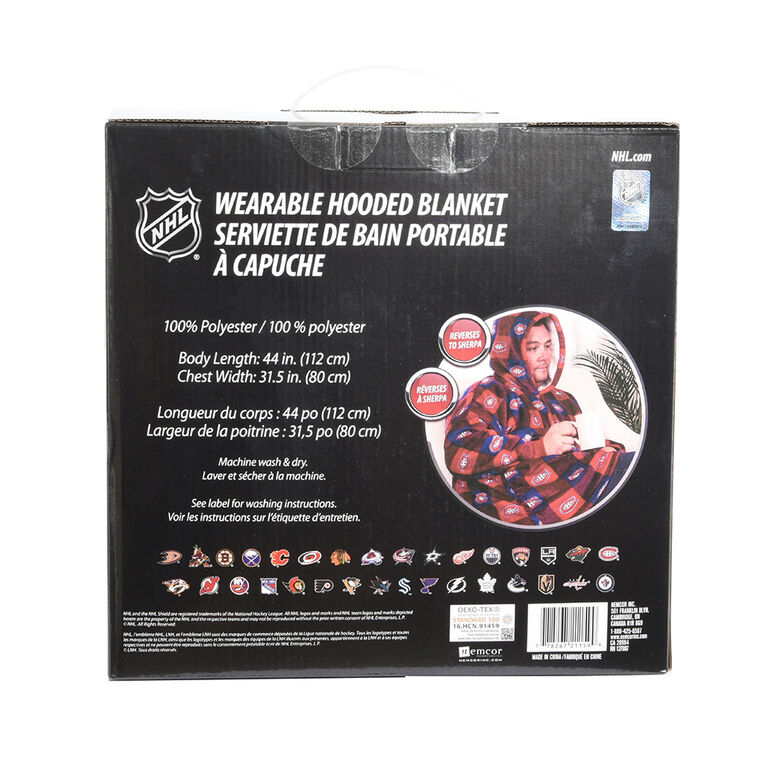 NHL Montreal Canadiens Oversized Wearable Sherpa Hooded Blanket, One Size Fits Most