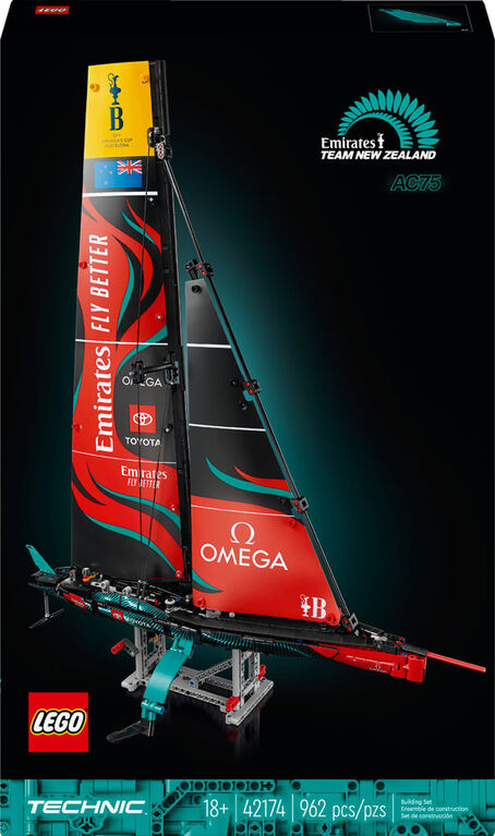 LEGO Technic Emirates Team New Zealand AC75 Yacht, Racing Boat Building Kit, Sailboat Set for Adults, 42174