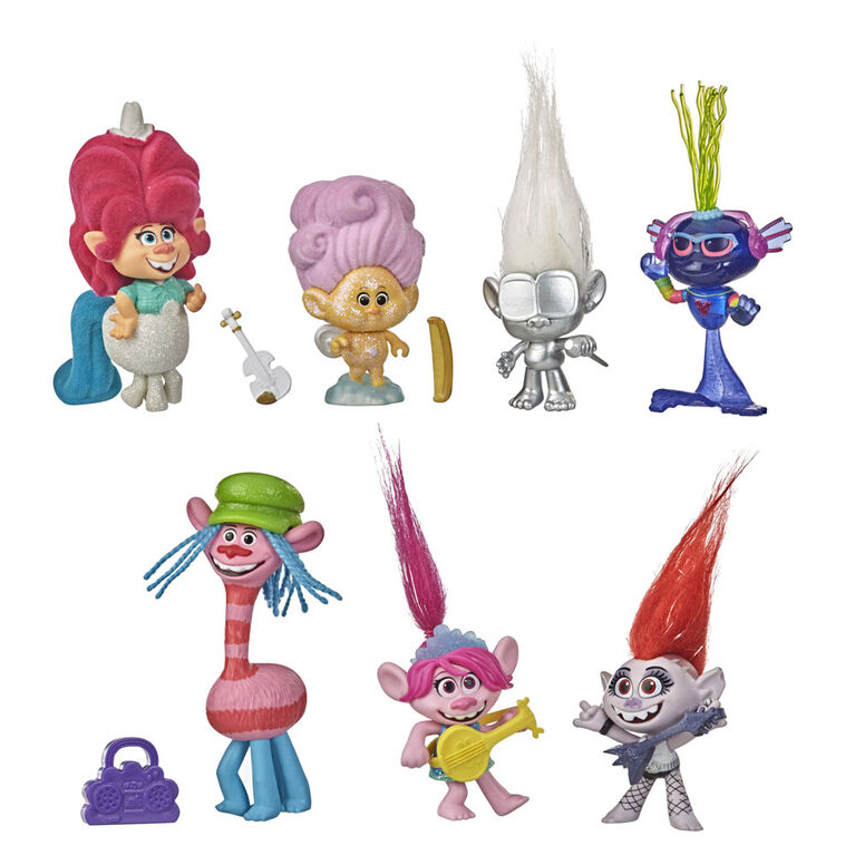 DreamWorks Les Trolls 2 : Tournée mondiale, Mega remix, collection de 7 figurines Trolls avec Mini Guy Diamant - Notre exclusivité
