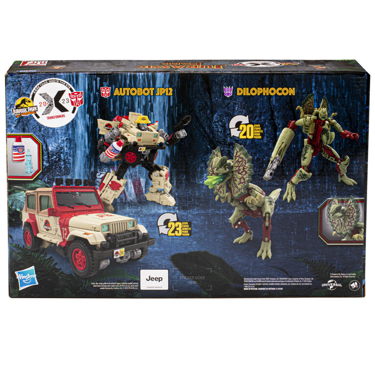 Transformers Collaborative Jurassic Park x Transformers Toys Dilophocon and Autobot JP12 Action Figures