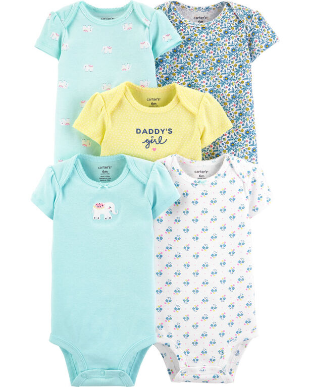 Carter's 5-Pack Elephant Original Bodysuits - Mint, 18 Months