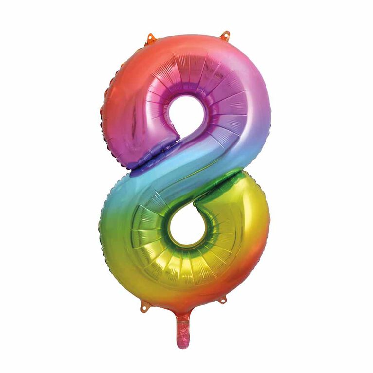 Rainbow Number 8 Shaped Foil Balloon 34"