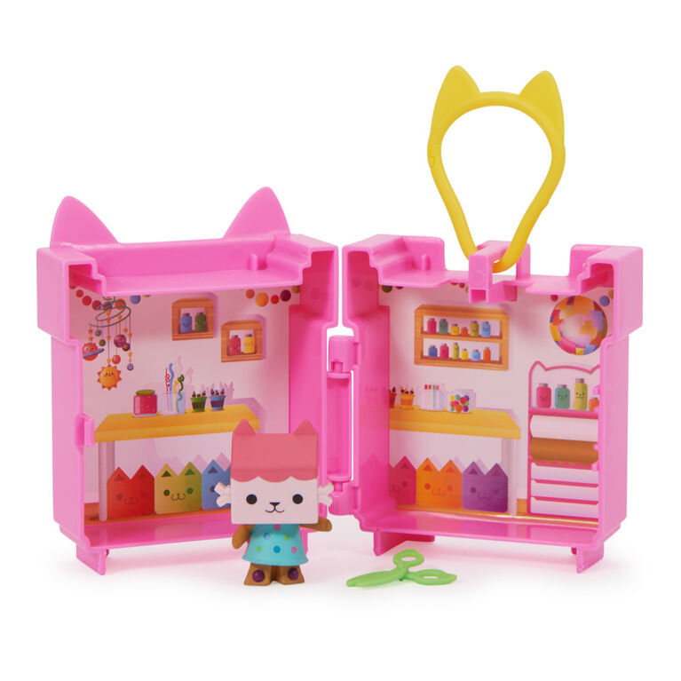 Gabby's Dollhouse, Mini Clip-On Playset with  Baby Box Cat Toy Figure and Dollhouse Accessories