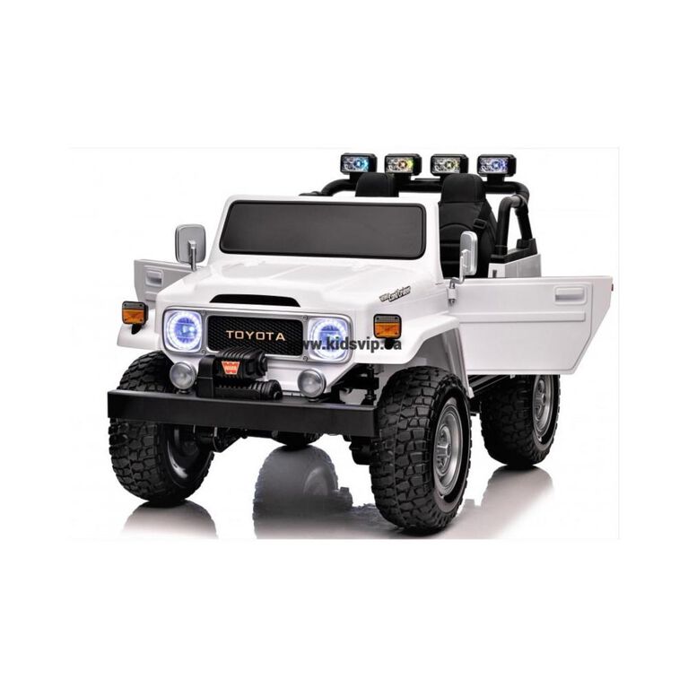 KIDSVIP Camion porteur Toyota Land Cruiser 2 places pour enfants 4X4 24V sous licence avec RC - Blanc