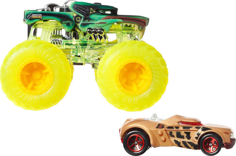 Hot Wheels Monster Truck & Car, 1:64 Scale Die-Cast Truck & Car (2 Vehicles) (Styles May Vary)