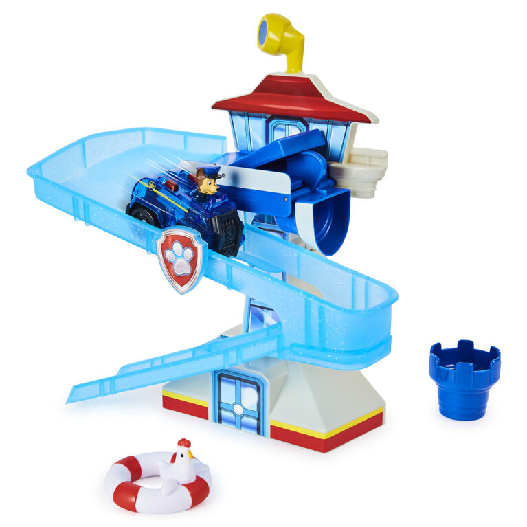 PAW Patrol, Adventure Bay Bath Playset with Light-up Chase Vehicle