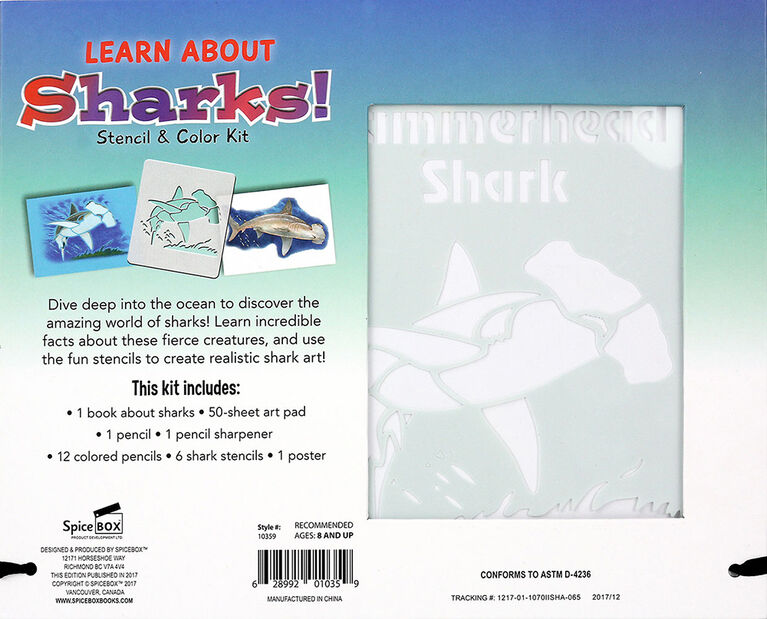 SpiceBox Children's Art Kits Imagine It Learn and Draw Sharks - English Edition