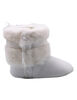 First Steps White Faux Fur Girls Booties Size 2, 3-6 months