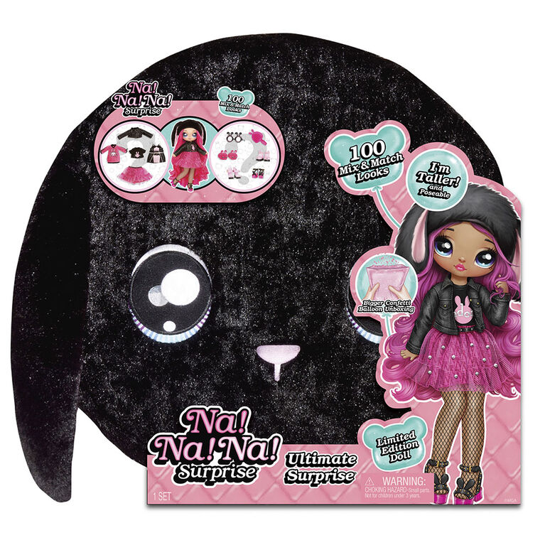 Black Bunny Na! Na! Na! Surprise Ultimate Surprise avec nouvelle poupée plus grande et 100+ styles à agencer et associer