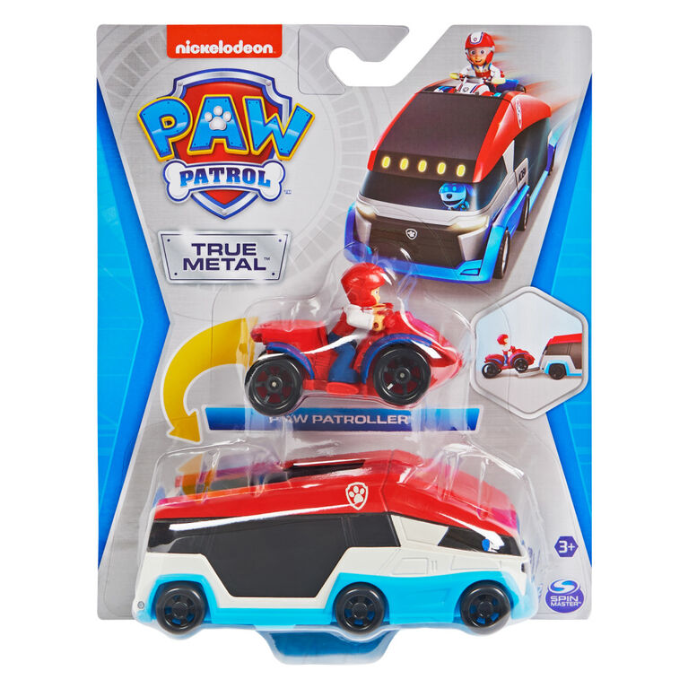 PAW Patrol, True Metal PAW Patroller Die-Cast Team Vehicle with 1:55 Scale Ryder ATV Toy Car