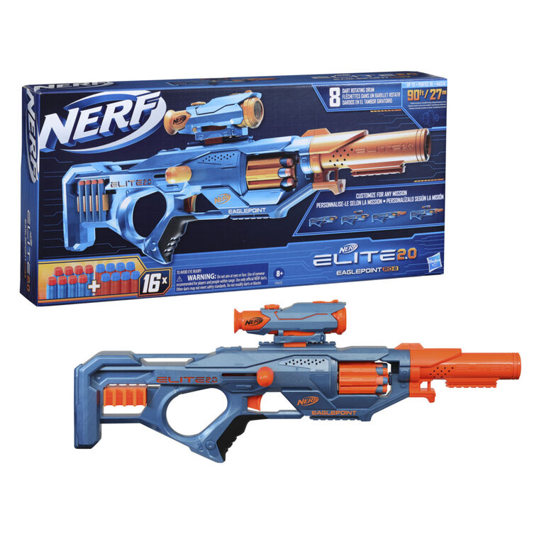 Nerf Elite 2.0, blaster à verrou Eaglepoint RD-8, barillet 8 fléchettes