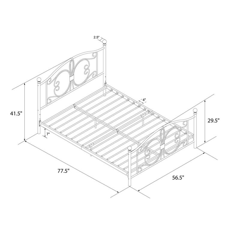 DHP - Bombay Full Metal Bed, White