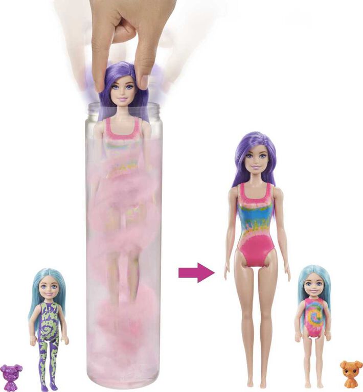 Barbie Doll Color Reveal Gift Set, Tie-Dye Fashion Maker with 2 Barbie Dolls