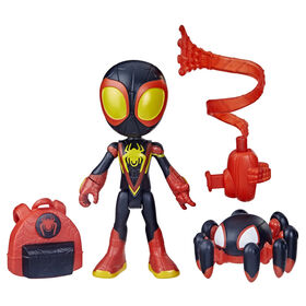 Marvel Spidey et ses Amis Extraordinaires Web-Spinners, figurine Miles Morales Spider-Man, accessoire à toile rotative