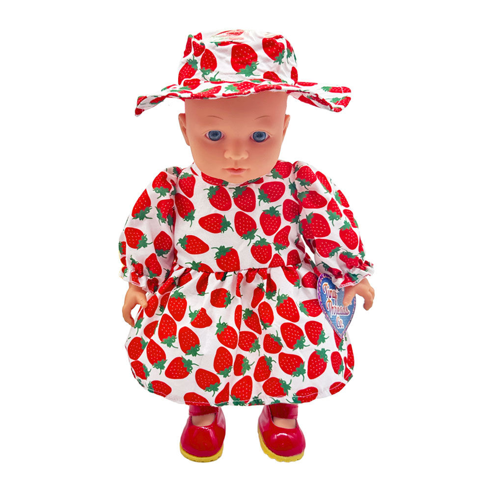 Strawberry Dress, Hat, and Shoes for 36cm Doll