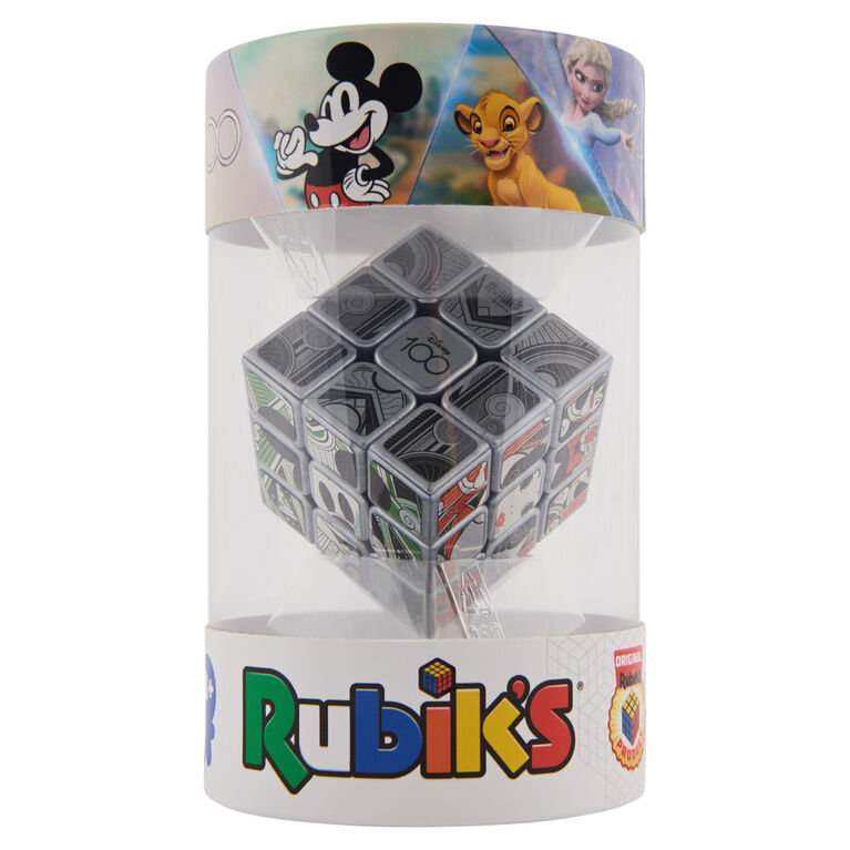 Rubik's Cube, Cube 3x3 métallique finition platine Disney 100e Anniversaire | Jeux à manipuler | Jouets Mickey Mouse | Jouets Disney